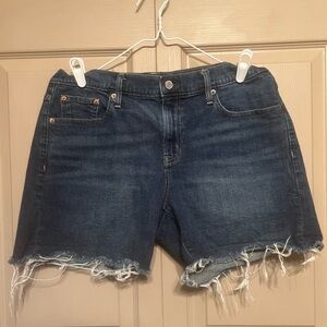 GAP Blue Jean Shorts with Distressed Frayed Hem